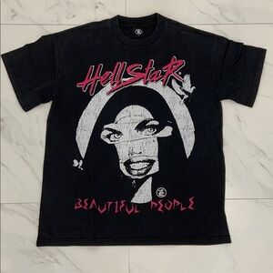 Hellstar Beautiful People Summer Tour Washed Black / Violet T-Shirt Mens Large